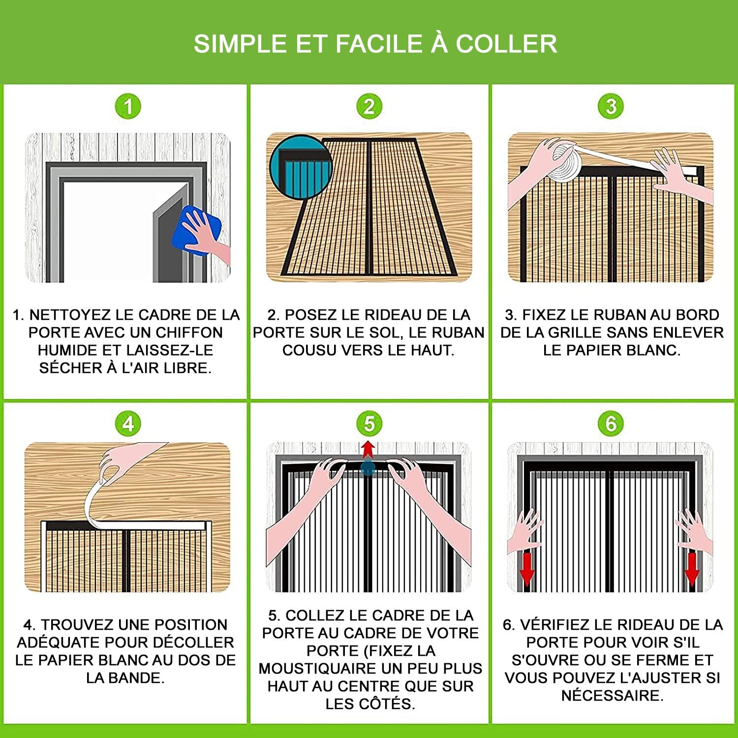 Tente moustiquaire avec fermeture magnétique composée de résine 120 x 240 cm