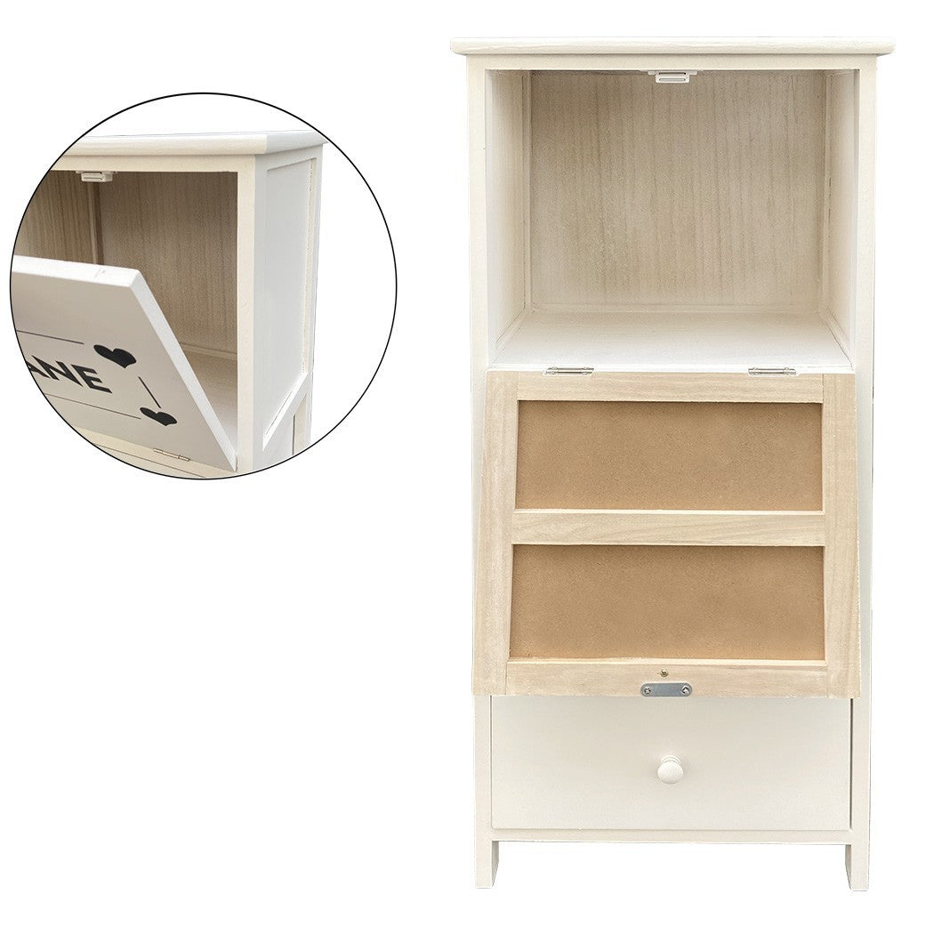 Armoire porte-pain en bois 90x40x29 avec 3 tiroirs et contenant de pain