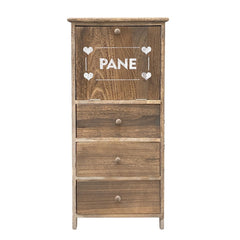 Armoire porte-pain en bois 90x40x29 avec 3 tiroirs et contenant de pain