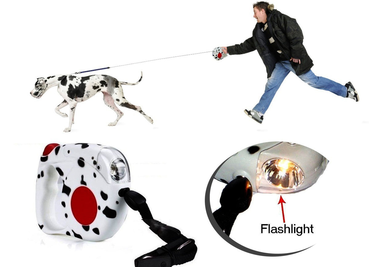 Laisse extensible torche jusqu'á 4,5 m - pour les chiens de toutes tailles