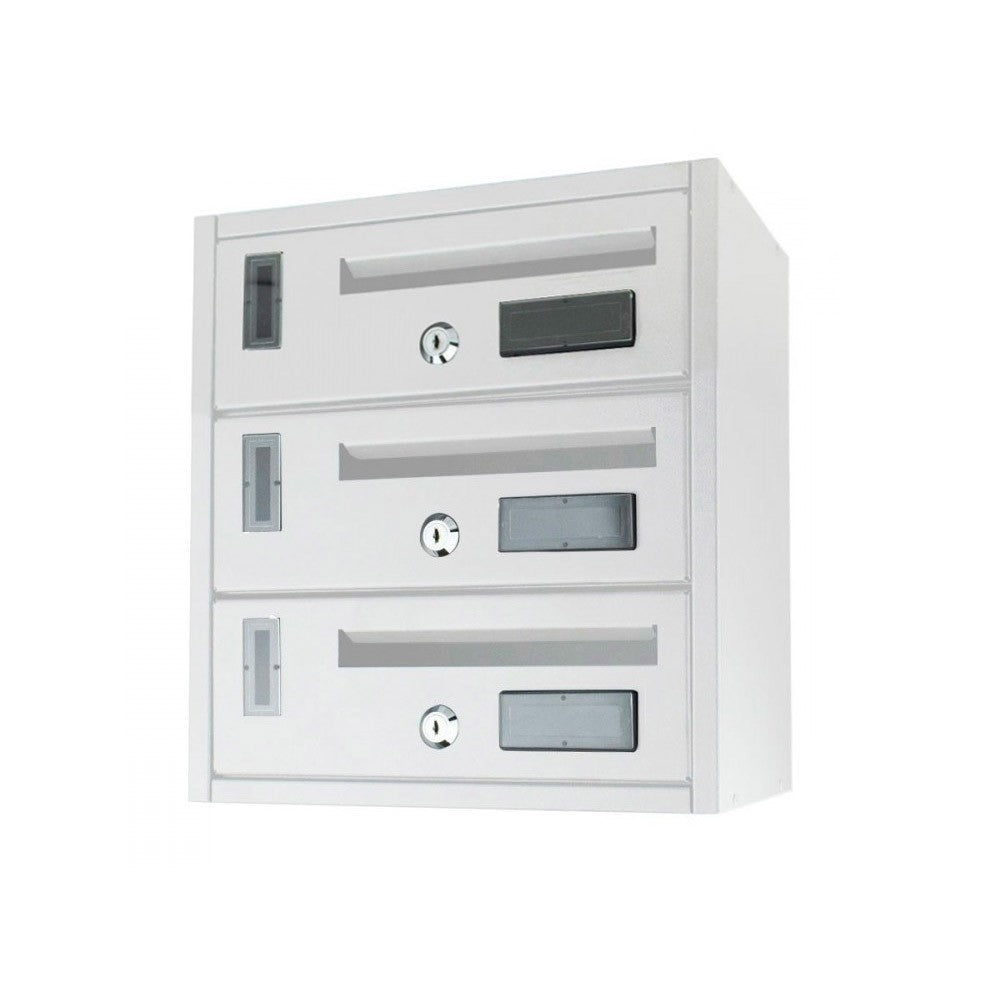 Boîte aux lettres en copropriété 3 places Iron White 25x39x36 cm BLANC