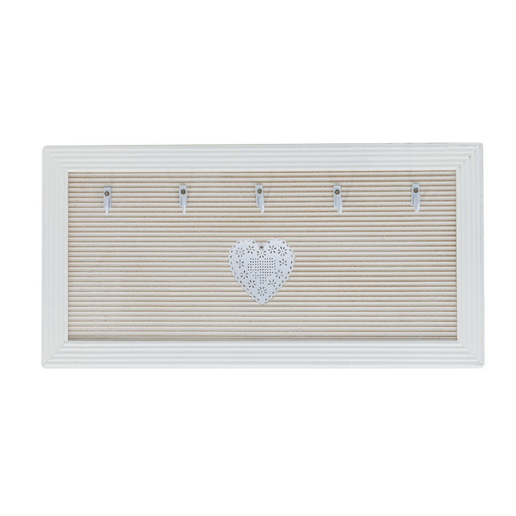 Porte-clés en bois avec 5 crochets de style minable avec coeur central
