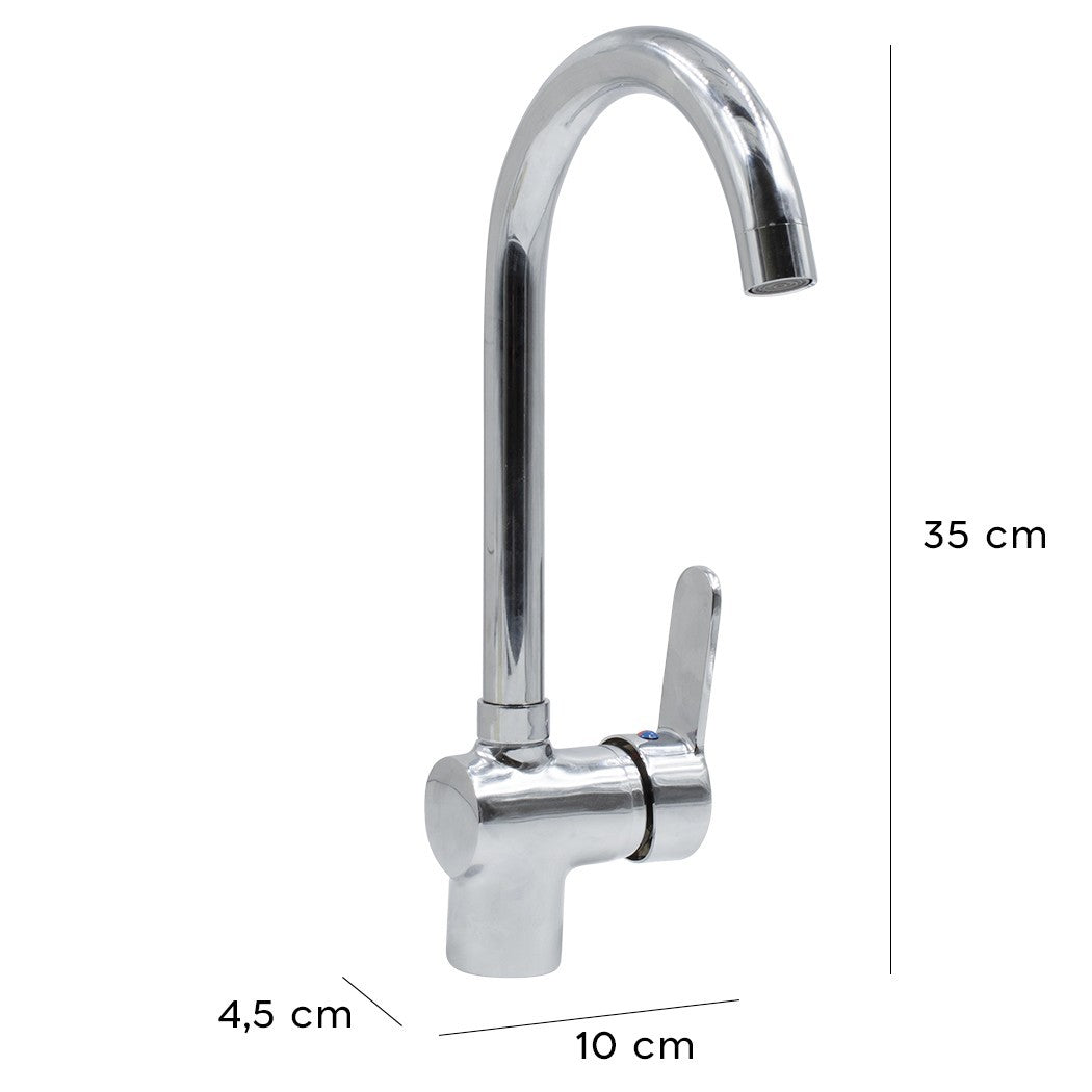 Robinet pour lavabo POS01 Mélangeur Haute Bouche Chromé avec Tubes