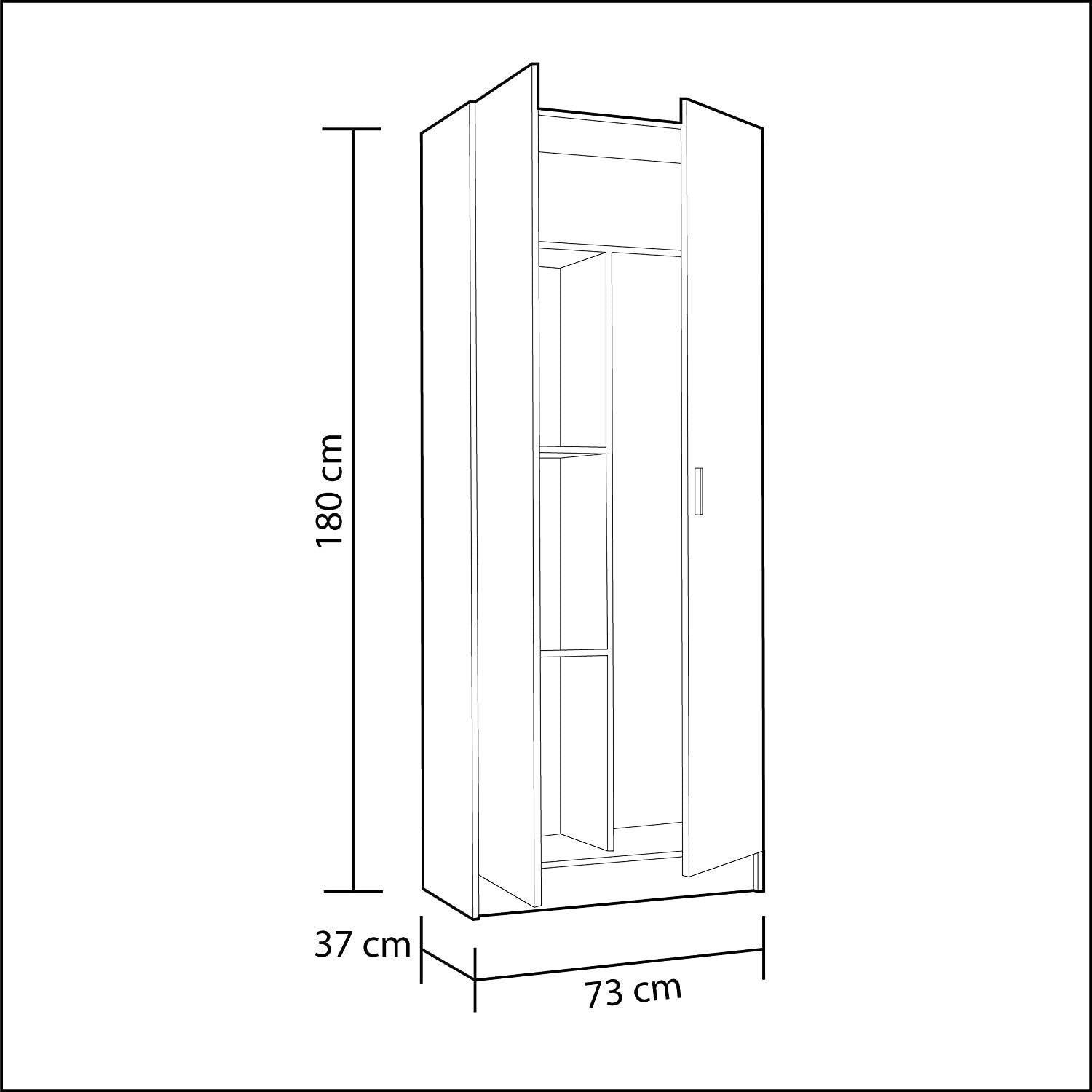 Mobile polyvalent 240800 Armoire Porte-scope 2 Portes Couleur Blanc 73x37x180cm
