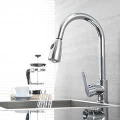 Mélangeur Robinet Chromé pour Évier GR-7544 avec Douche Amovible 75cm