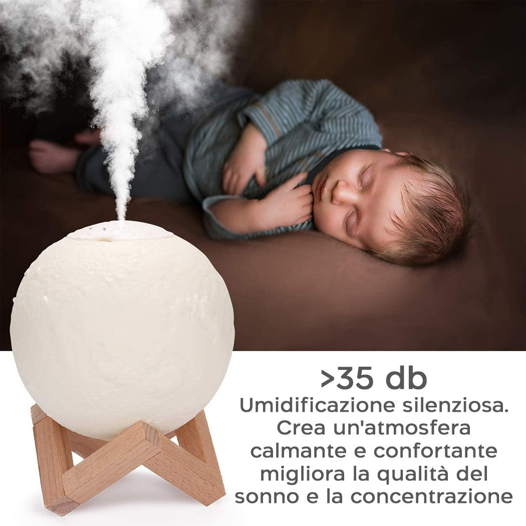 Lampe lune 3D conduit 13cm aromathérapie intensité lumière humidificateur