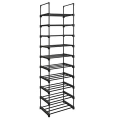 Étagère 10 Étagères Modulable Noir Porte-chaussures Tubes Métallique Étagères