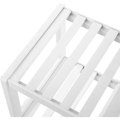 Chaussure polyvalente Bois Blanc 2 Étagères Banc Porte-objets Blanc 33x70x26cm