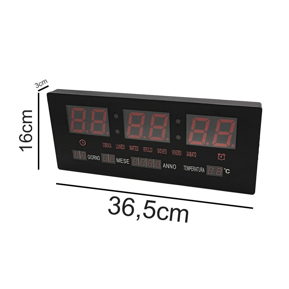 Horloge murale numérique led 136151 calendrier température 36x16x3 cm