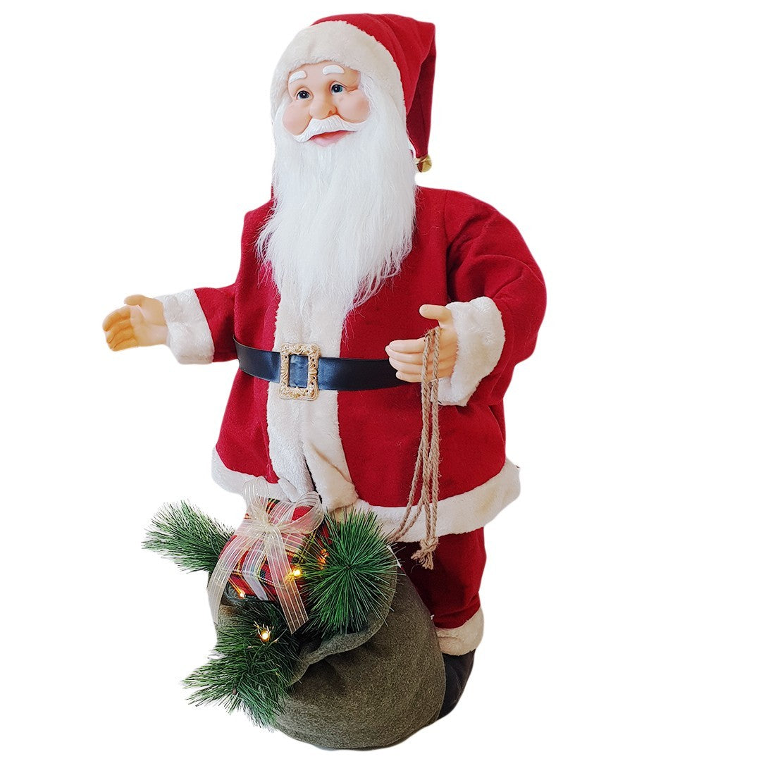 Santa avec robe rouge et crème 144206 80H cm avec musique Lumières et Mouvement