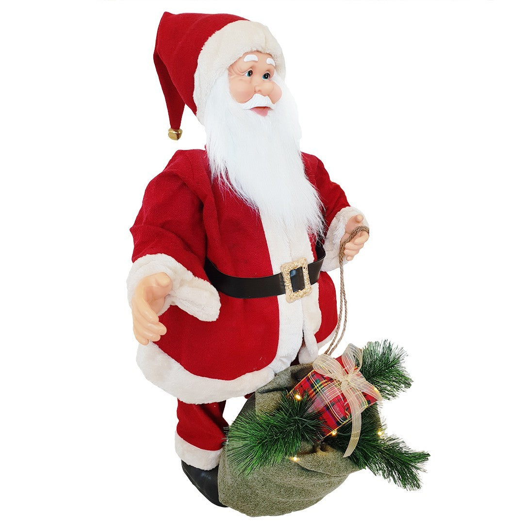 Santa avec robe rouge et crème 144206 80H cm avec musique Lumières et Mouvement