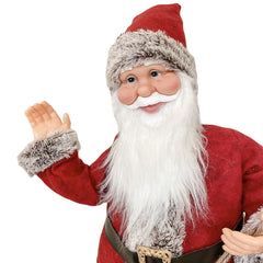 Père Noël Rouge et Gris 144207 80H cm décorations avec Son, Lumière et Mouvement