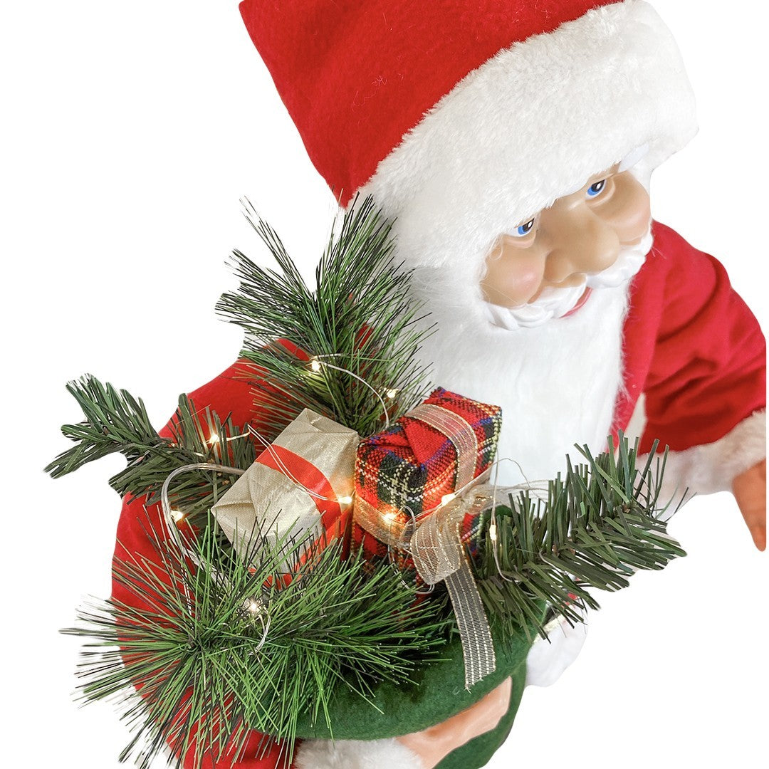 Père Noël rouge et blanc Décoration de Noël 90H cm avec musique et lumières