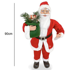 Père Noël rouge et blanc Décoration de Noël 90H cm avec musique et lumières