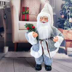Santa Claus Robe Gris art. 144189 Décoration de Noel décoration 30H cm