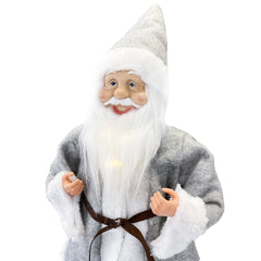 Santa Claus Robe Gris Art 144201 Décoration de Noel 50H cm avec Mini-lumière