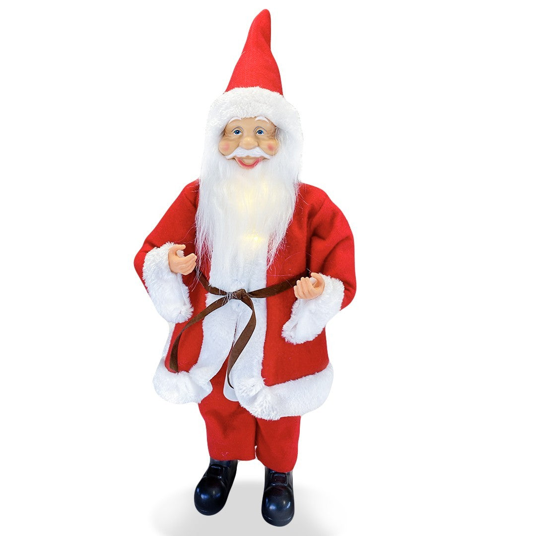 Santa Robe Rouge art. 144200 Décoration de Noel 50H cm avec Mini-lumière