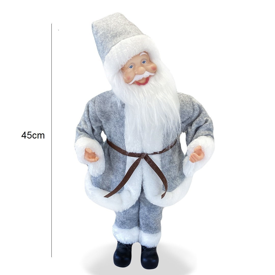 Santa Claus Gris 144197 45H cm avec Mécanisme Carillon Sons et Mouvement