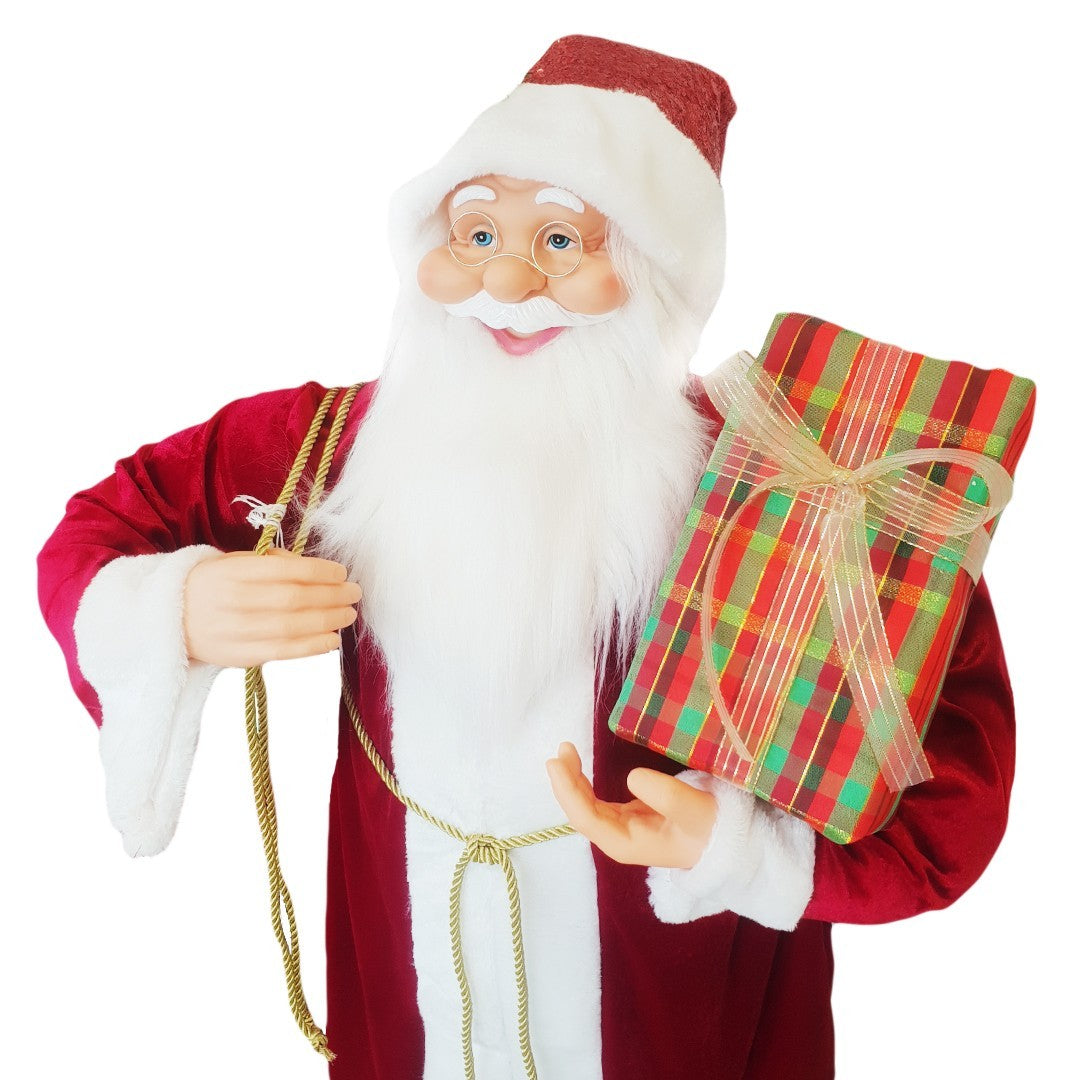 Santa Rouge Décoration Robe de Velours 110H cm avec Musique et Lumière