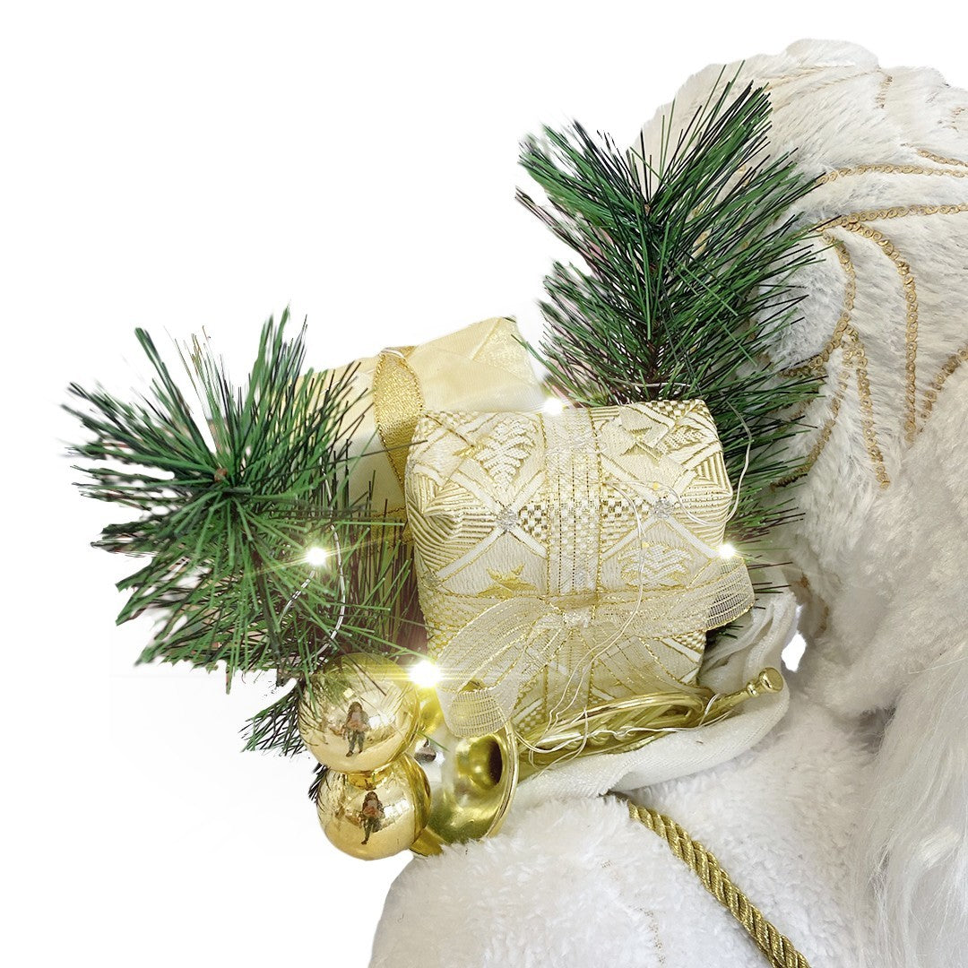 Santa Blanc Et Or 144232 Robe Velours 110Hcm Avec Lumières Et Sons