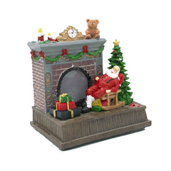 Scénario de carrousel de cheminée Noel et de Santa éclairage musique