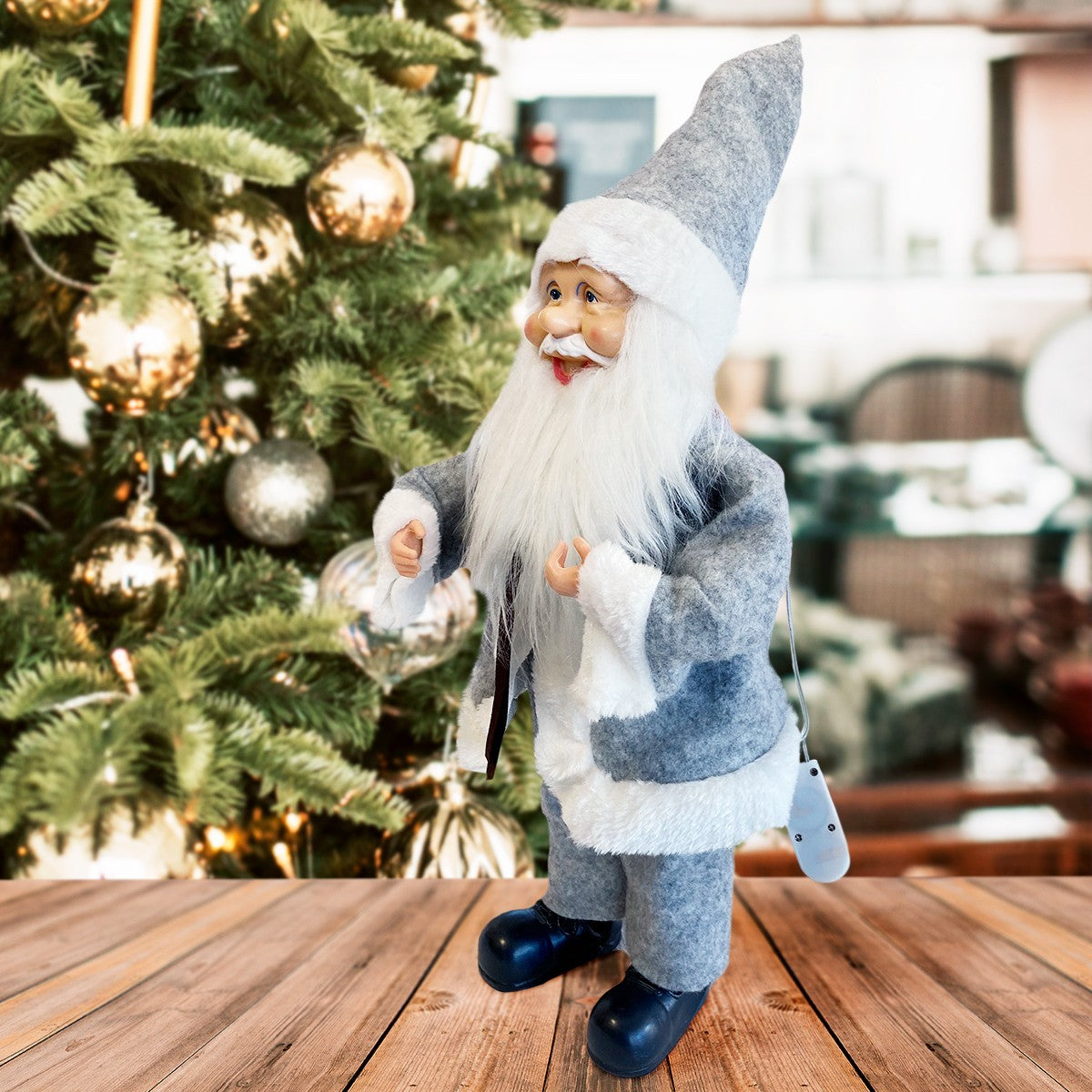 Santa Claus Robe grise 144193 Décoration de Noel 40H avec Mini-lumière