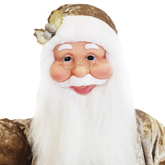 Santa Champagne Robe de Velours 80H avec Lumières Sons et Mouvement