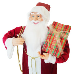 Santa Rouge Décoration Robe de Velours 120 cm avec Musique et Lumières