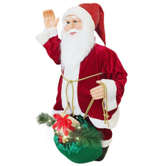 Santa Rouge avec Robe de Velours 80cm avec Musique Lumières Mouvement