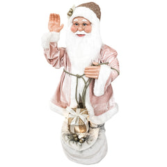 Santa Rose avec Robe de Velours 80H cm avec Musique Lumières et Mouvement