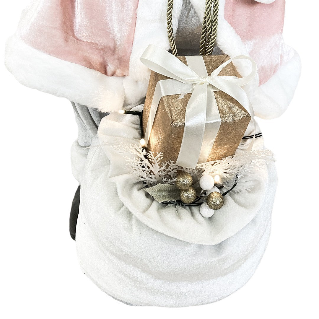 Santa Rose avec Robe de Velours 80H cm avec Musique Lumières et Mouvement