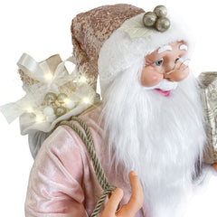 Santa Rose avec robe de velours décoration 90H cm Musique et Lumières