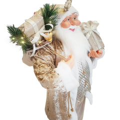 Santa Couleur Champagne Robe En Velours 120H Cm Avec Lumières Et Sons
