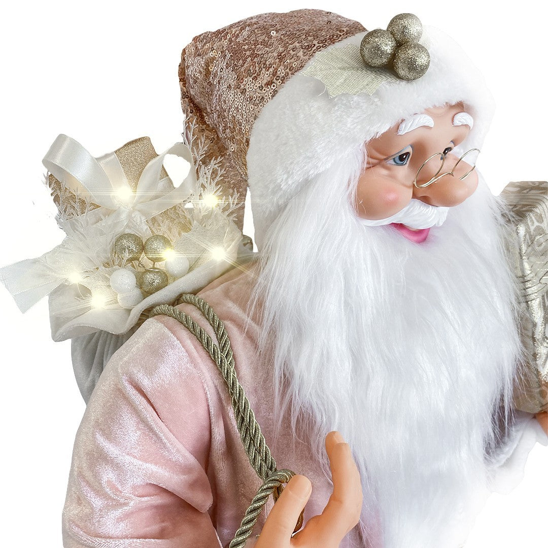 Santa Rose avec Robe de Velours Décoration 120H cm Musique et Lumières