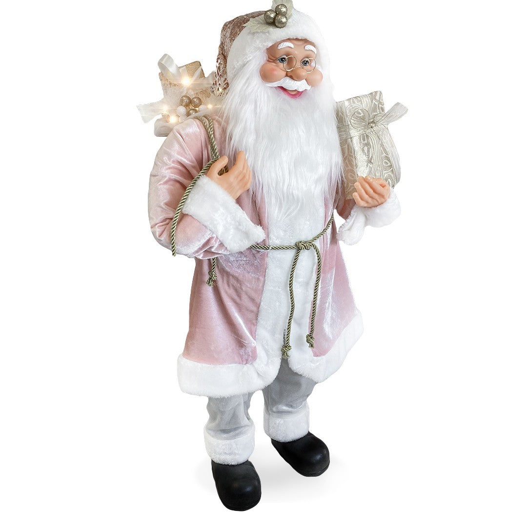 Santa Rose avec Robe de Velours Décoration 120H cm Musique et Lumières