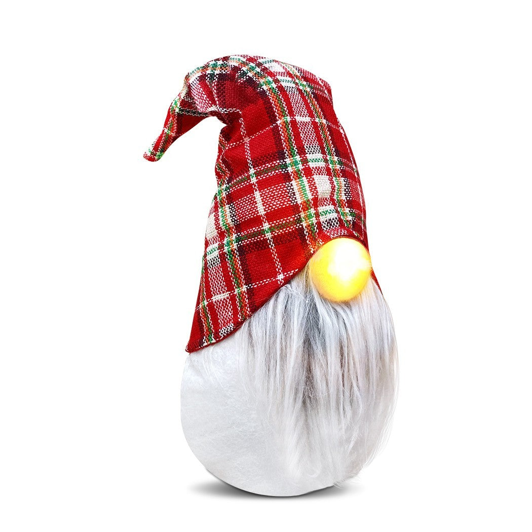 Robe écossaise de gnome de Noel et barbe décoration avec la lumière 15x13xH45 cm