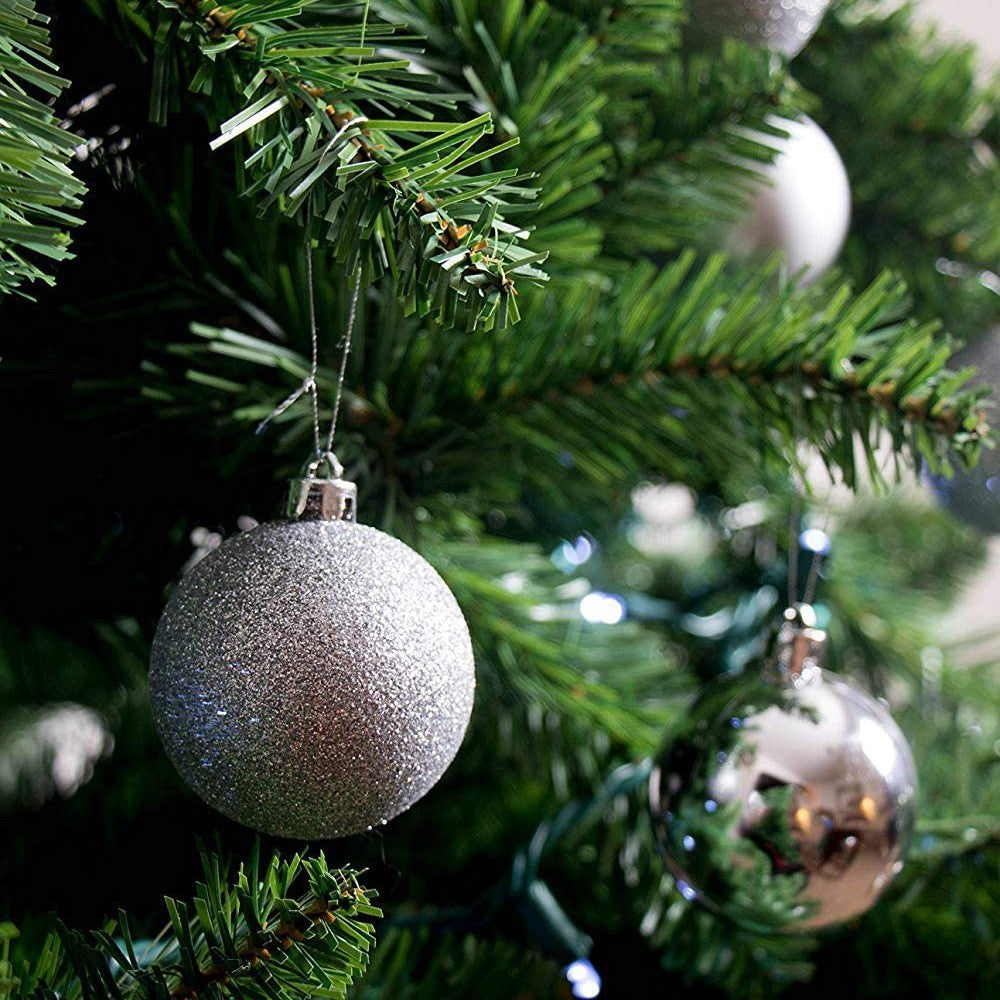 Pack 24 Boules 7 cm Noel boules de Noel Argent Décorations pour arbres