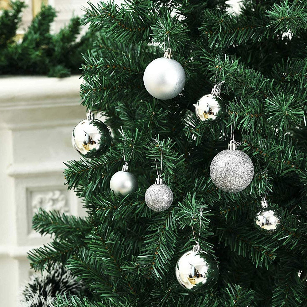 Lot de 48 boules de Noël de 7cm Décorations de sapin de Noël argentées