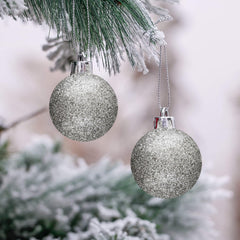 Lot de 48 boules de Noël de 7cm Décorations de sapin de Noël argentées