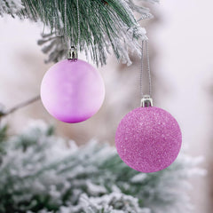 Lot 48 boules de Noël 7 cm de diamètre décorations sapin de Noël rose
