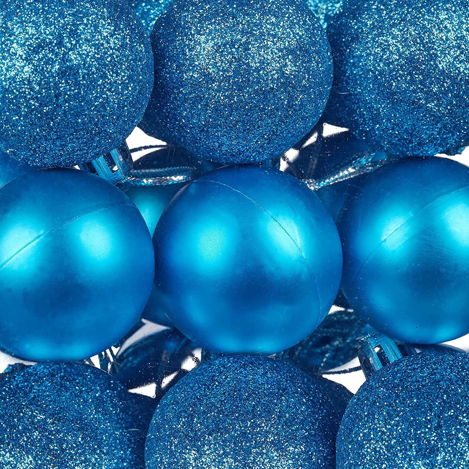 Lot de 48 boules de Noël de 7cm Décorations sapin de Noël bleu de 7cm