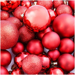 Lot de 48 boules de Noël 7 cm de diamètre décorations sapin Noël rouge