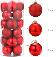 Lot 48 boules 7cm Boules de Noël rouges Décorations pour sapin de Noël