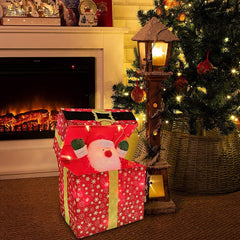 Boîte décorative Père Noël  avec 20 lumières et mouvement 28X20X30 cm