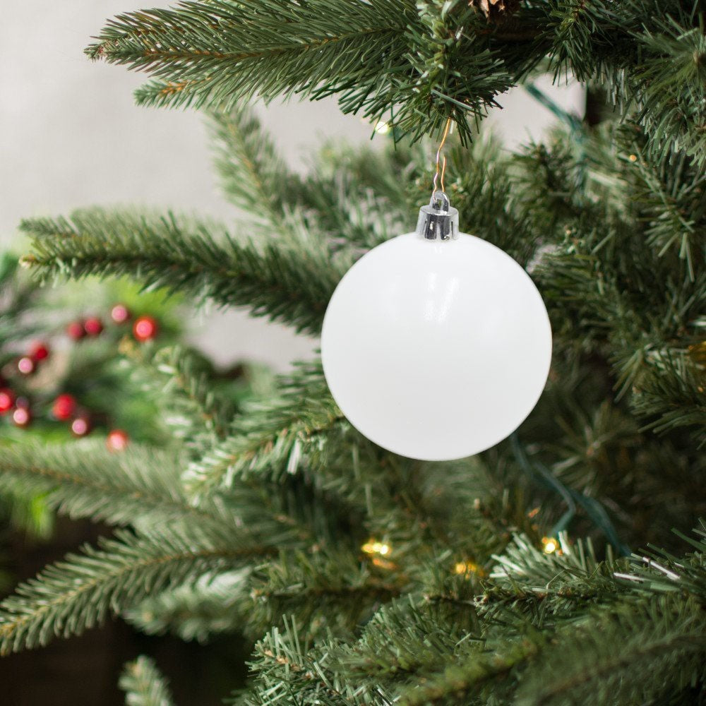 Lot 48 Sphères 7 cm Boules de Noël blanches Décorations sapin de Noël