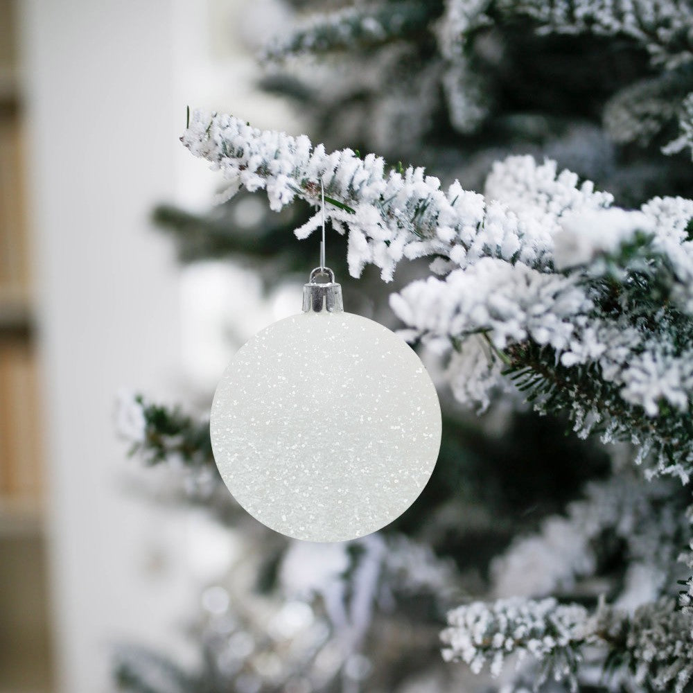 Lot 48 Sphères 7 cm Boules de Noël blanches Décorations sapin de Noël
