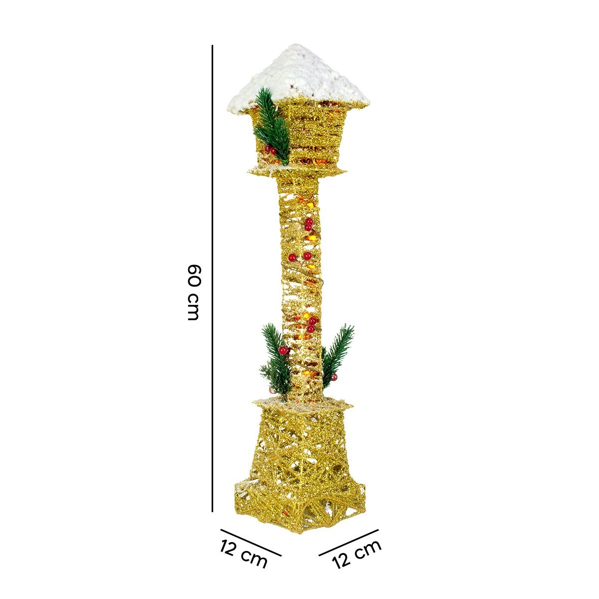 Lampe de Noël à emboîtement avec paillettes d'or miniatures 60H cm