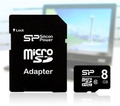 Carte mémoire Silicon Power 8 Go Micro SD Card avec adaptateur SD SDHC Class 4