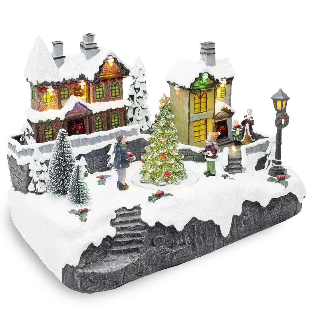 Village de Noël Manège de Noël Lumières Sons et Mouvement 29x18x19 cm