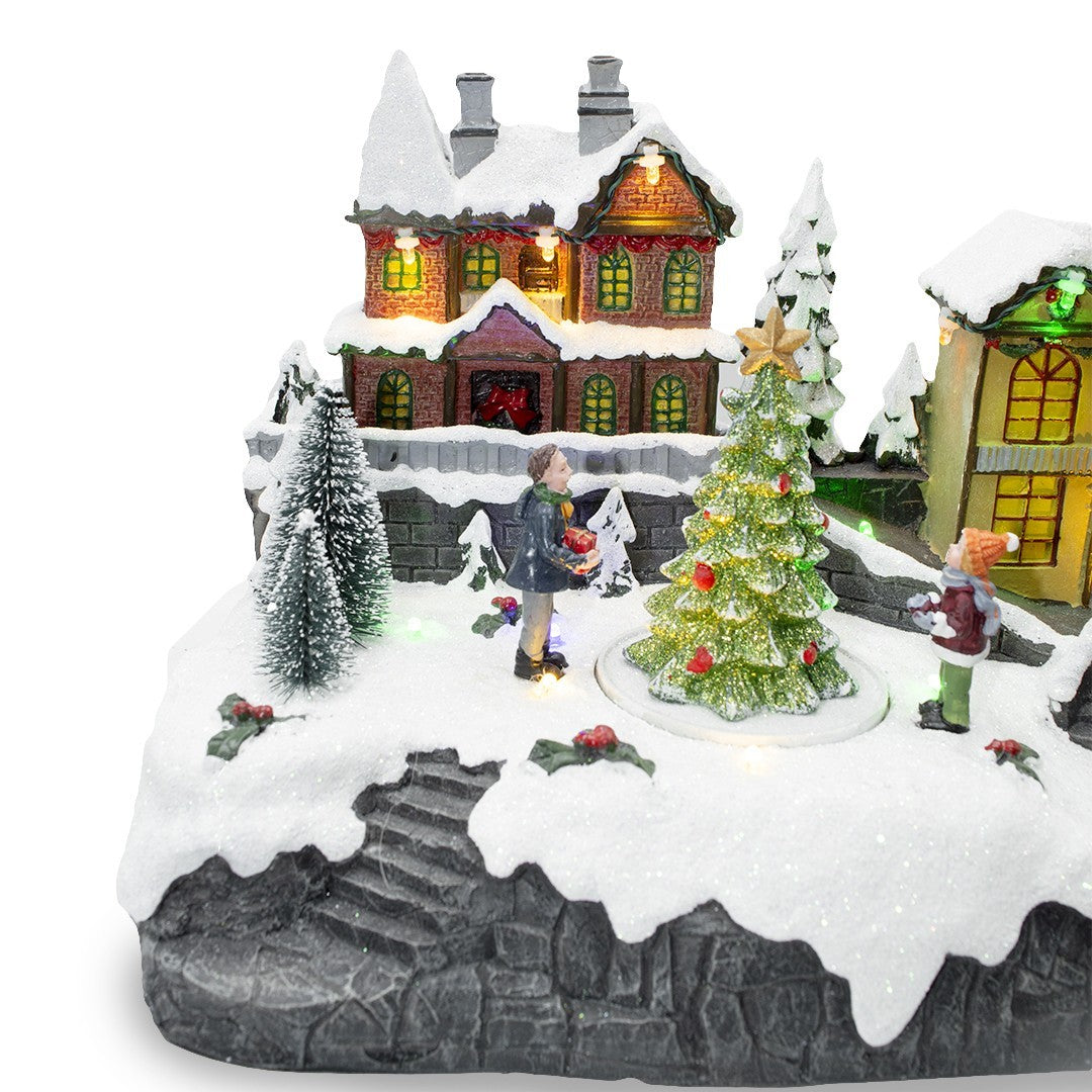 Village de Noël Manège de Noël Lumières Sons et Mouvement 29x18x19 cm